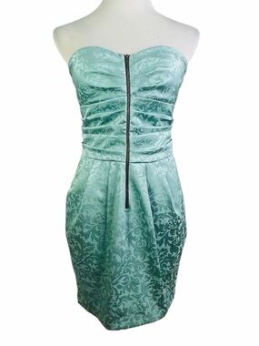 Method Mint Brocade Ruched Strapless Mini Dress - Size Medium